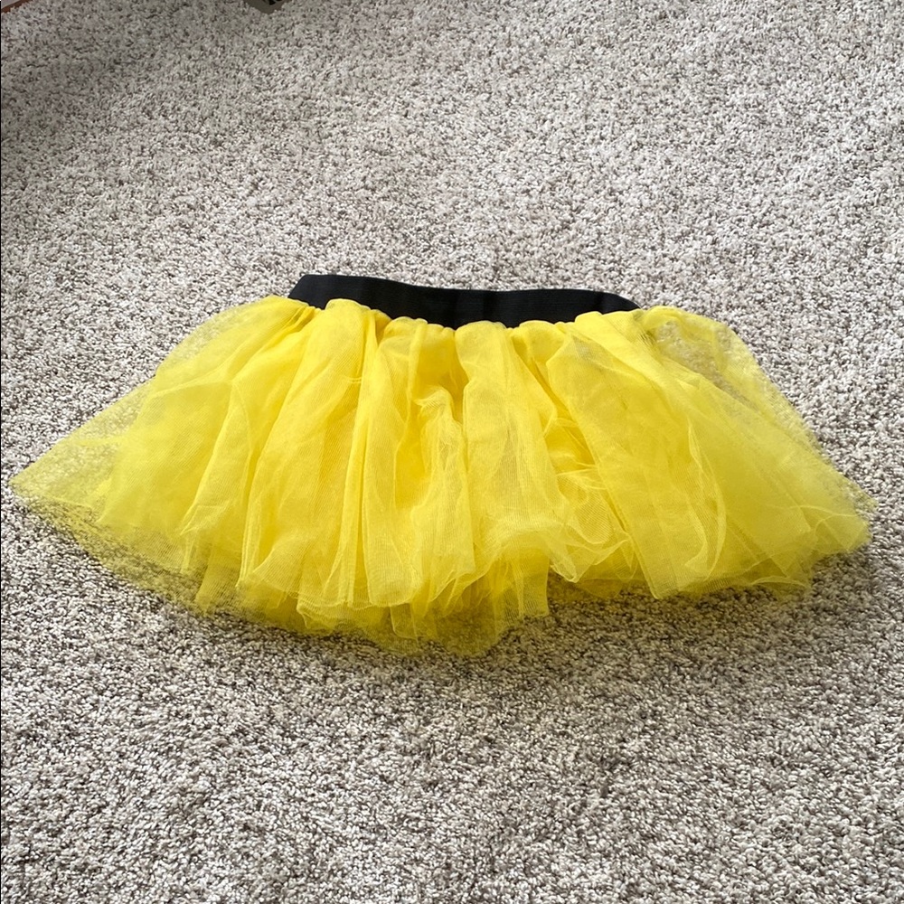 Yellow Tulle Skirt with Black Waistband